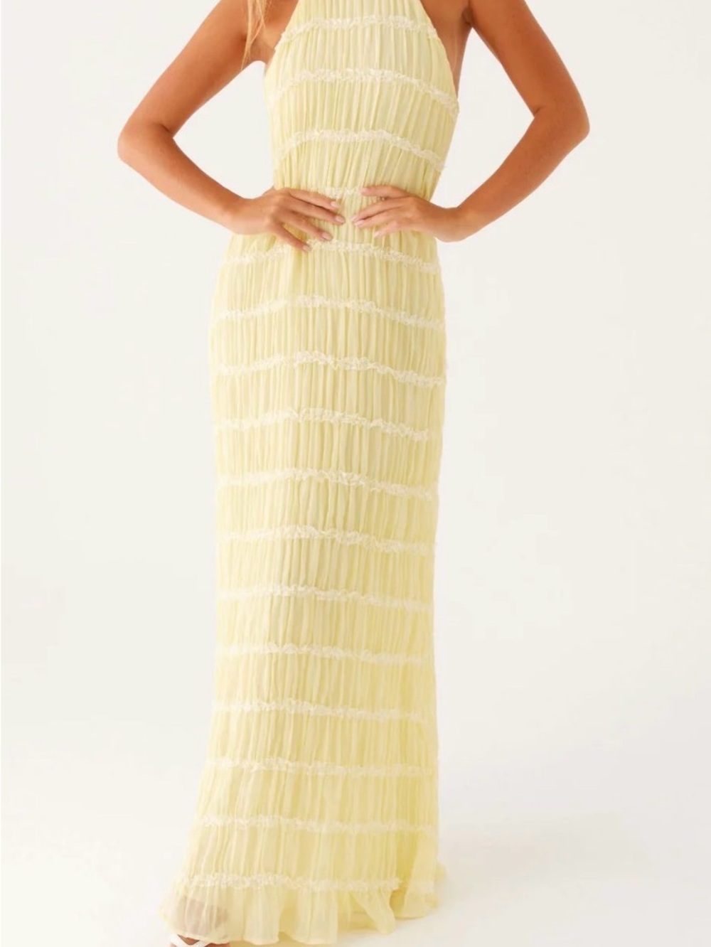 Peppermayo Pale Yellow Halter Maxi Dress